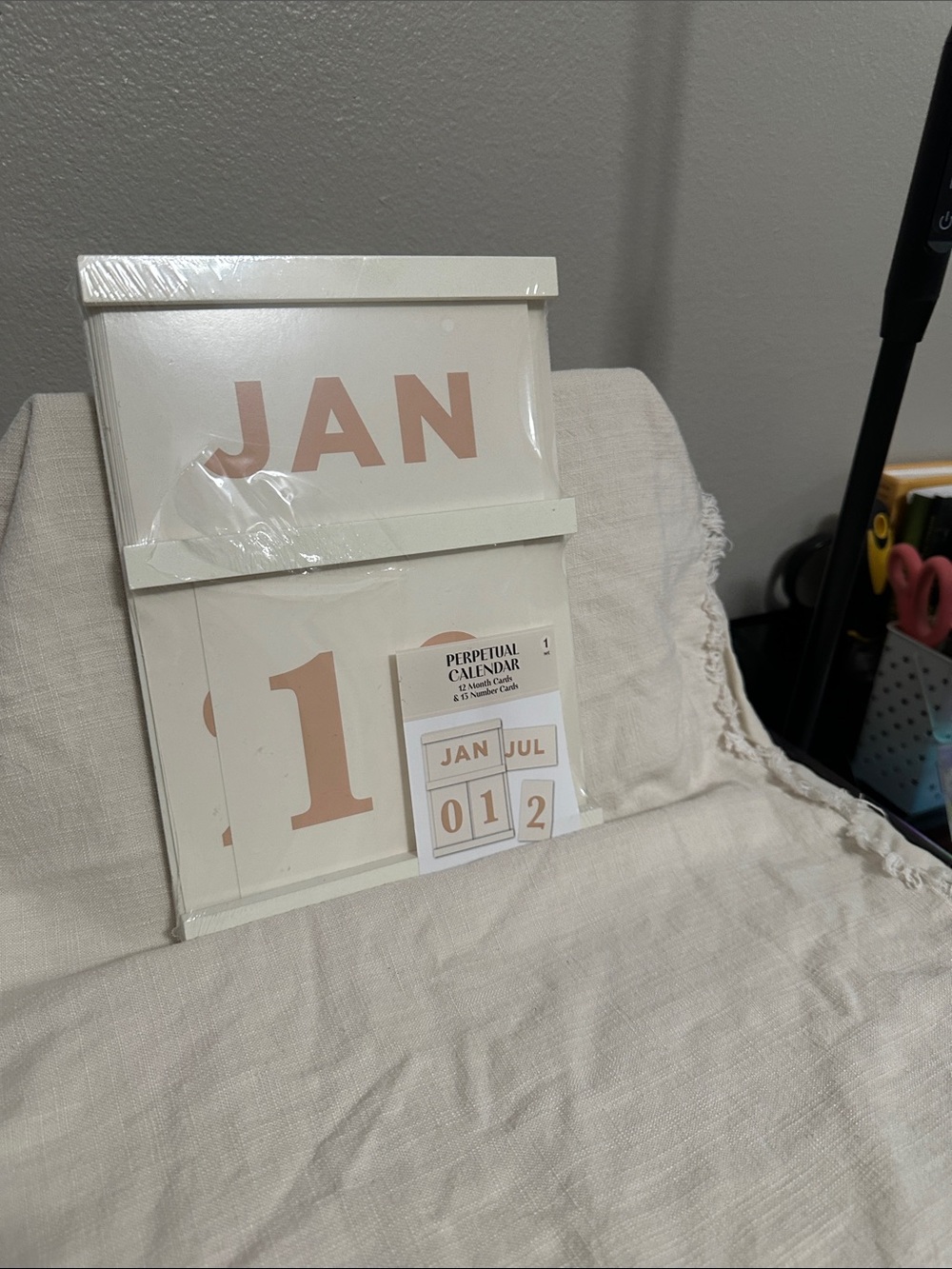 Perpetual Desktop or wall Calendar - cream and taupe. NWT